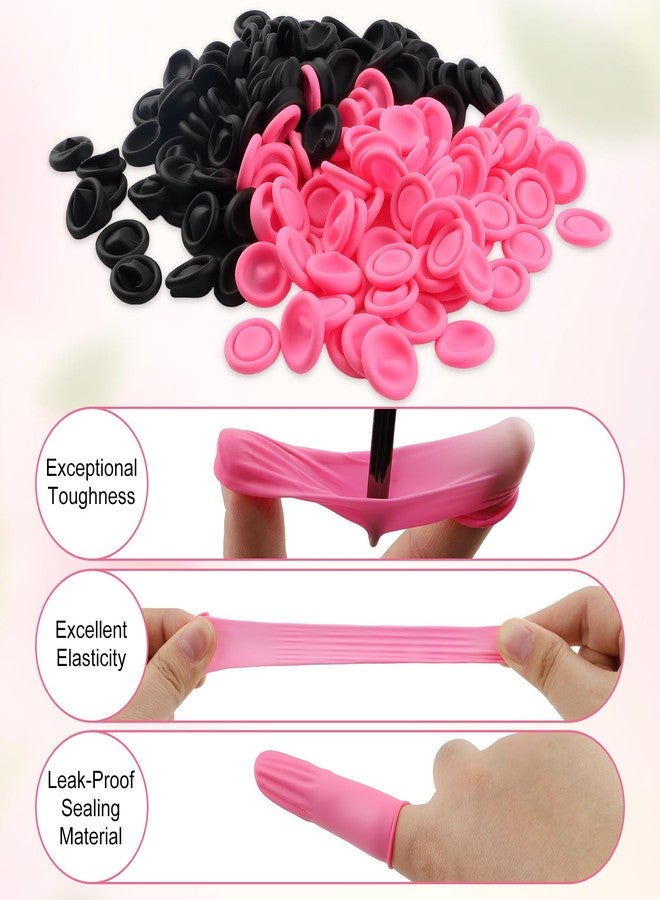 LUSTRIB 200 Pcs Disposable Silicone Finger Cots and Protectors, 100 Pink & 100 Black, Non-Allergenic Finger Gloves for Manicure, Beauty, Massage and Industrial Use - Image 2